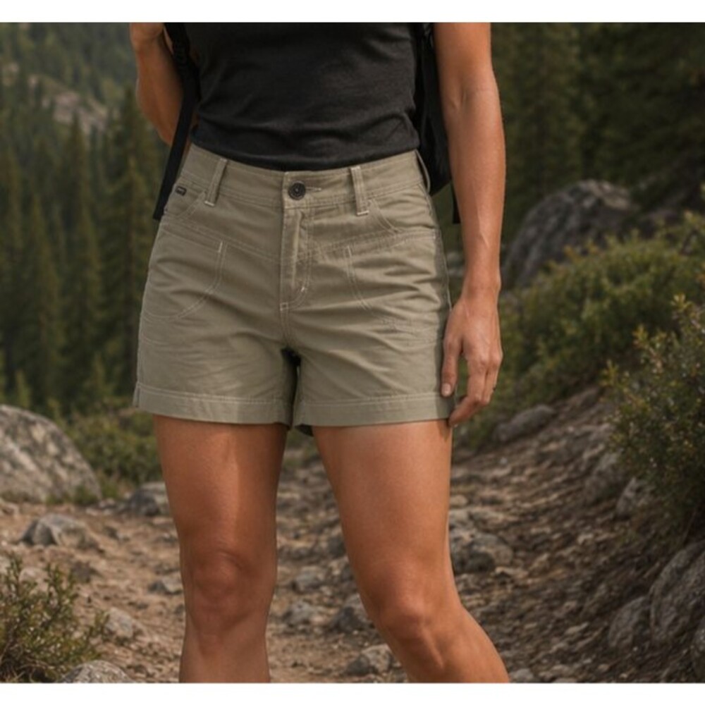 Kuhl Mountain Culture Hiking Shorts Womens Size 8 Khaki Stretch Outdoor Trail